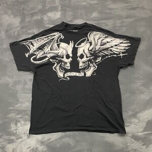 vintage Heaven and Hell‎ Skulls shirt mens XL Black 2000s y2k liquid blue